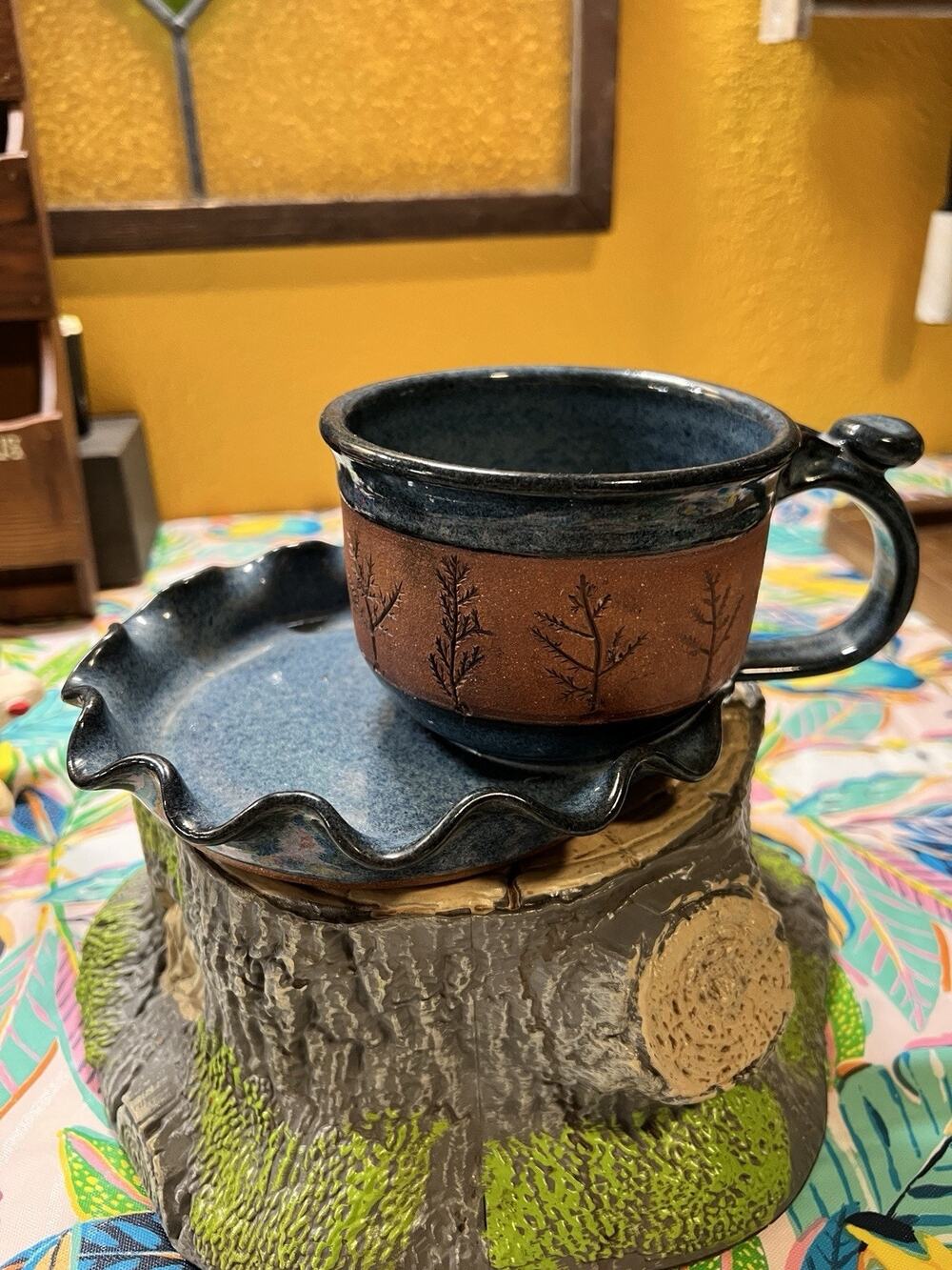 Potternot Handmade Signed Soup Cracker Bowl Deep Blue Cobalt Glaze